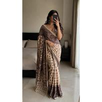 New Launch Designer Ajrak Mirror Work Saree
