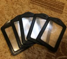Populiarus ID laikiklis juodos dirbtinės odos verslo skaidrus Holder Clear Pouch Case