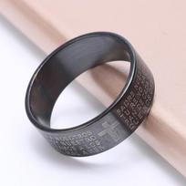 Šventasis Raštas Kryžiaus Biblijos tekstas Jėzaus tatuiruotė vyrams Moterims Romantiški žiedai porai Titano plieno papuošalų dovana 7 juoda