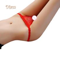 Fetong Sexy Gėlėti Nėriniai Permatomos G-String Moteriškas apatinis trikotažas Love Heart Kelnaitės kelnaitės One Size raudona