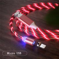 LED šviesos įkroviklio laidas, tekantis 2.4A greito įkrovimo laidas, skirtas iPhone Samsung Huawei Micro raudona