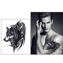 1 vnt Vilko galvos rašto nuimami laikini tatuiruotės lipdukai moterims vyrams kūno juosmens vandeniui atsparus netikras mėnuo rankos tatuiruotės kūno menas 1PC