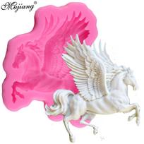 Silikono formos 3D Pegasus Horse Saldainiai Šokoladiniai Fondant Formos Sugarcraft Tortų dekoravimo Įrankiai Formos rožinė