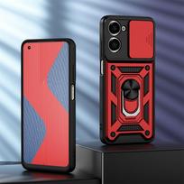 KEYSION smūgiams atsparus šarvų dėklas, skirtas Realme 10 4G slankiojančios kameros objektyvo apsauginis žiedas, telefono galinis dangtelis, skirtas OPPO Realme 10 4G for Realme 10 4G raudona