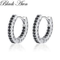 Juoda Awn Black Stone Juvelyriniai žiediniai auskarai moterims white