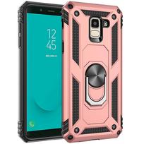 Skirtas „Samsung Galaxy J6 A6 2018 J600F / J6 J4 Plus J610F Prime Case“ dviejų sluoksnių karinių šarvų dėklas, magnetinis žiedinis stovas, kietas dangtelis For Galaxy J6 2018 rožinio aukso spalvos