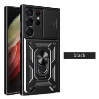 Karinio lygio šarvuotas dėklas su slankiojančiu kameros objektyvo dangteliu, skirtas Samsung Galaxy S23 Ultra Plus, atsparus smūgiams, su žiedu Samsung Galaxy S23 Ultra juoda