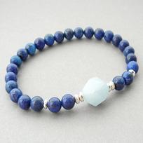 Lapis Lazuli apyrankė, 6 mm mėlyno aukso karoliukų apyrankė moterims, apyrankė mamai, mėlyna Lapis Lazuli krištolinė apyrankė sidabras