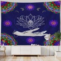 Psichodelinė mandala gobelenas geometrinis fraktalinis menas sieninis hipių bohemiškas namų dekoras gobelenas jogos čiužinio paklodės 90x75cm