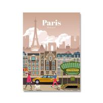 Garsus miesto retro kelionių plakatas Animacinis filmas Londonas Niujorkas Balis Tokijas Peizažas Drobė Tapyba Sienos Menas Nuotraukos Svetainės dekoras 21cm×30cm NoFrame