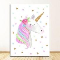 Sienų paveikslai Vaikai Svetainės apdaila Animacinis filmas Rožinis Vienaragis Plakatas Kūdikių kambarys Vaikų kambarys Atspaudai Menas Drobės Tapyba 21cm×30cm NoFrame