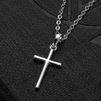Ploni, paprasti kryžiaus pakabukai, kaklo papuošalai moterims, papuošalai, dovanos Sidabrinės spalvos grandinėlė, unisex vyriški, kasdieniai vakarėliui, klasikiniai aksesuarai