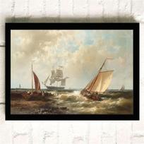 Vintage retro Storm Sea Wave Plakatų drobės tapyba gyvenamojo kambario dekoravimui Šiaurės šalių plakatai Jūros pajūrio vaizdai 21cm×30cm NoFrame