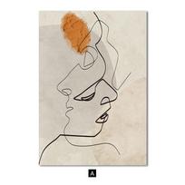 Moteris Vyras Veido Linija Plakatas Abstraktus Drobės Paveikslas Modernus Sienų Menas Spaudas Paveikslai Svetainės Interjerui Namų Dekoravimas A4 21x30cm No Frame
