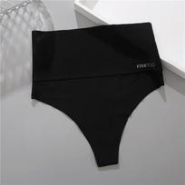FINETOO Aukšto juosmens moteriškos kelnaitės Besiūliai korsetas Apatiniai drabužiai Seksualūs apatiniai Sportiniai Patogūs Stringai Mergaitėms G-String apatinės kelnaitės S juoda