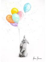 Nordic Art Dogs Elephant Cats Rabbit Pull Colorful Balloons Posters Canvas Painting Cute Animals Wall Art For Kid Room Decor 21x30cm No Frame