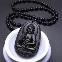 Juodo Obsidiano Budos Pakabukas Karoliai Moterims Vyrams Festivalio Dovanos Papuošalai black
