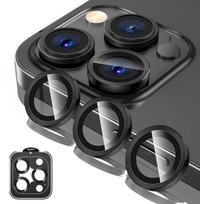 Titano pilko metalo grūdinto stiklo fotoaparato objektyvo dangtelio apsauga, skirta iPhone 15 Pro Max 14 Plus 13 Mini 12 11 Protection 15Pro 14Pro telefono priedai For iPhone 14Pro Max juoda