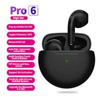 „Air Pro 6“ belaidės ausinės su mikrofonu „Bluetooth“ ausinės Sportinės ausinės, veikiančios „Pro6“ ausinės, skirtos „Apple iPhone Xiaomi“ juoda