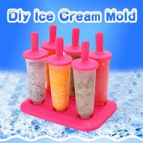 Popsicle Ice Maker Set  6 Pack Reusable Ice DIY  Molds Holders  Maker Fun For Kids And Adults Great Gift For One Size raudona