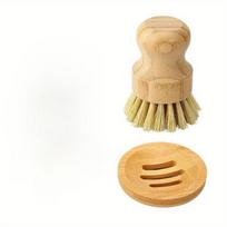 2 vnt / rinkinys Bambuko indų šveitimo šepetys Muilinė virtuvė Medinis indų šveitimo šepetys indams plauti Ketaus keptuvės puodas A+tray