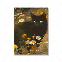 Gustavo Klimto sodas, garsus drobės paveikslas su juoda kate, plakatas, menas, gėlių atspaudas, juokinga dovana, namų dekoras, sienų paveikslai, plakatas 21x30cm No Framed