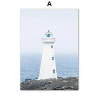 Mėlyno Dangaus Švyturys Jūros Plaukiojimas Kriauklė Sieninė Drobės Tapyba Menas Nordic Plakatai Ir Spaudiniai Sieniniai Paveikslai Svetainės Dekoras 21x30cm No Framed white