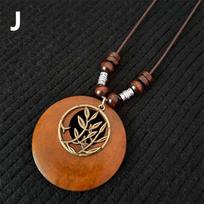 1 vnt Dress Choker karoliai dovanų pakabukas medinis ilgos grandinės megztinis karoliai vintage