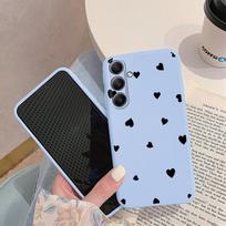Širdies raštų minkštas silikoninis dėklas, skirtas Samsung A55 M35 S24 Xiaomi Redmi Note 13 Pro 13C iPhone Huawei Honor Realme fotoaparato apsauginis smūgiams atsparus dangtelis Samsung Galaxy S9 Plus mėlyna