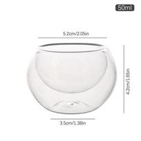 50 ml dvigubos sienelės stiklinis puodelis permatomas mini viskio puodelis espreso kavos puodeliai