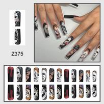 24pcs Press On Nails Long Ballet Nails Fashionable and Cool Halloween Ghost Face Frosted Texture European and American Ins False Nails Wearable Nails