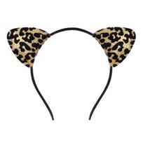 Plaukų lankelis Leopardo rašto Katės ausų dekoras Helovino galvos juosta Minkšta reguliuojama Cosplay galvos apdanga Teminio vakarėlio dekoracija auksinė