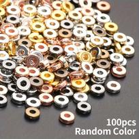 100/300/500/1000 vnt. 6 mm plokšti apskriti tarpiklio karoliukai 8 rūšių plokščių diskinių tarpiklių karoliukai, lygūs metaliniai karoliukai, skirti „pasidaryk pats“ apyrankių karolių meistriškumui 100pcs