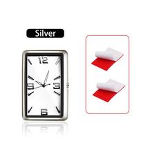 Šviesus automobilio prietaisų skydelio laikrodis su saugos dizainu, 48x30mm automobilio salono aksesuaras su paprastu montavimu be gręžimo Vertical Silver