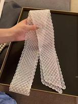Prancūziškais nėriniais siuvinėtas šilko galvos apdangalas - Fairy Ribbon plaukų aksesuaras