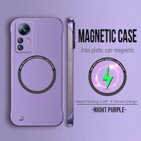 Magnetinis metalinis dažytas itin plonas be rėmelio telefono dėklas skirtas XIAOMI MI 12 11 Lite 12T 11T 10 10T Pro Belaidžio įkrovimo dangtelis for Xiaomi 12 violetinė