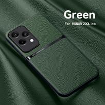 For Honor 200 Lite 5G Case With Metal Plate Magnetic Phone Case For Xonor Honer Honar 200Lite Honor200lite Leather Back Cover Honor 200 Lite 5G žalia