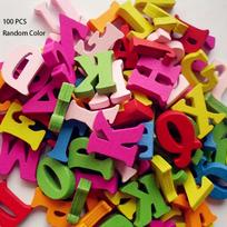 100 vnt. Medinės raidės/skaičiai Asorti spalvų medinės rankdarbių raidės Saldainių spalvų mišinys Medinis alfabetas non-porous letters įvairiaspalvis