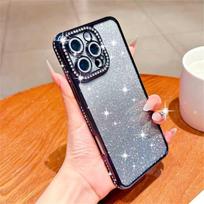 Blizgantis dėklas iPhone 16 15 Pro Max 14 Plus 13 12 dangtelis Samsung Galaxy S25 Edge S23 Ultra S24 FE A56 A36 A26 A16 A55 A35 A25 A15 A54 A34 A14 iPhone 12 juoda