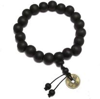 Vario Monetos Taikos Medinio Žuvies Karoliukų Apyrankė, 12MM Imituoto Persiko Medžio Budistų Papuošalas 8MM Copper Coin Black Peach Wood black