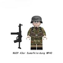 43 dydžio pelkiniai drabužiai Mini veiksmo figūrėlės Kaladėlės Statybiniai blokeliai Lėlės 98K MG42 MP40 STG44 Surinkimo žaislai vaikams N657-660