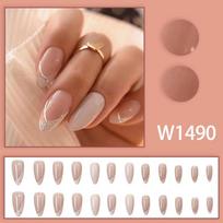 Almond Glitter French Press-On Nail Tips - Sweet & Gentle Design