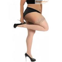 Plus Size over Knee Thigh High Black Lace Fishnet Stockings with Non-slip for Oversized Woman JK Girls Lolita Night Club Party Office Wear smėlis