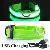 Naujas USB įkraunamas LED šviečiantis antkaklis augintiniui šuniui  Švytintis mirksintis vėrinys Pasivaikščiojimams lauke  Naktinio saugumo priemonės XS(28-40cm)-Green USB žalia