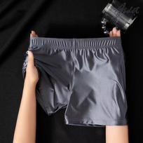 Satin Aro vyriški laisvi ledo šilko miego šortai - kvėpuojantys aukštos klasės apatiniai 3XL for 140-160 jin tamsiai mėlyna spalva