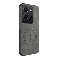 Skirta Infinix Note 30 prabangi odinė Magsafe magnetinio belaidžio įkrovimo telefono dėklas Skirta Infinix Note 30 Pro galinis dangtelis Capa Infinix Note 30 pilka spalva