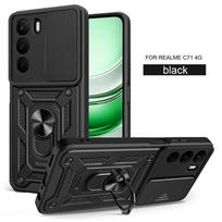 For Realme C71 4G dėklas su slankiojančiu kameros apsauginiu šarvu,Telefono dėklas For OPPO Realme C71 C 71 RealmeC71 Magnetinis laikiklis Žiedas Dangtelis For Realme C71 4G juoda