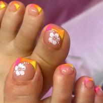 Press on Toenails Square Glossy French Tips Fake Toe Nail with Design Acrylic Artificial False Toenails Glues on Toenail 1