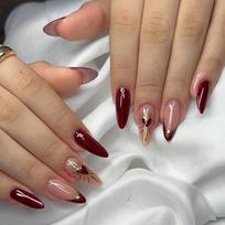 24PCS Luxury Sunstar Almond Press on Nails Exquisite Glitter Design False Nails French Gilt Golden Beads High End for Women beige