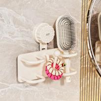 Wall-Mounted Comb Storage Rack Suction Cup Bathroom Hair Tie Holder No-Drilling Needed Hairband Holder Plastic Organizer balta